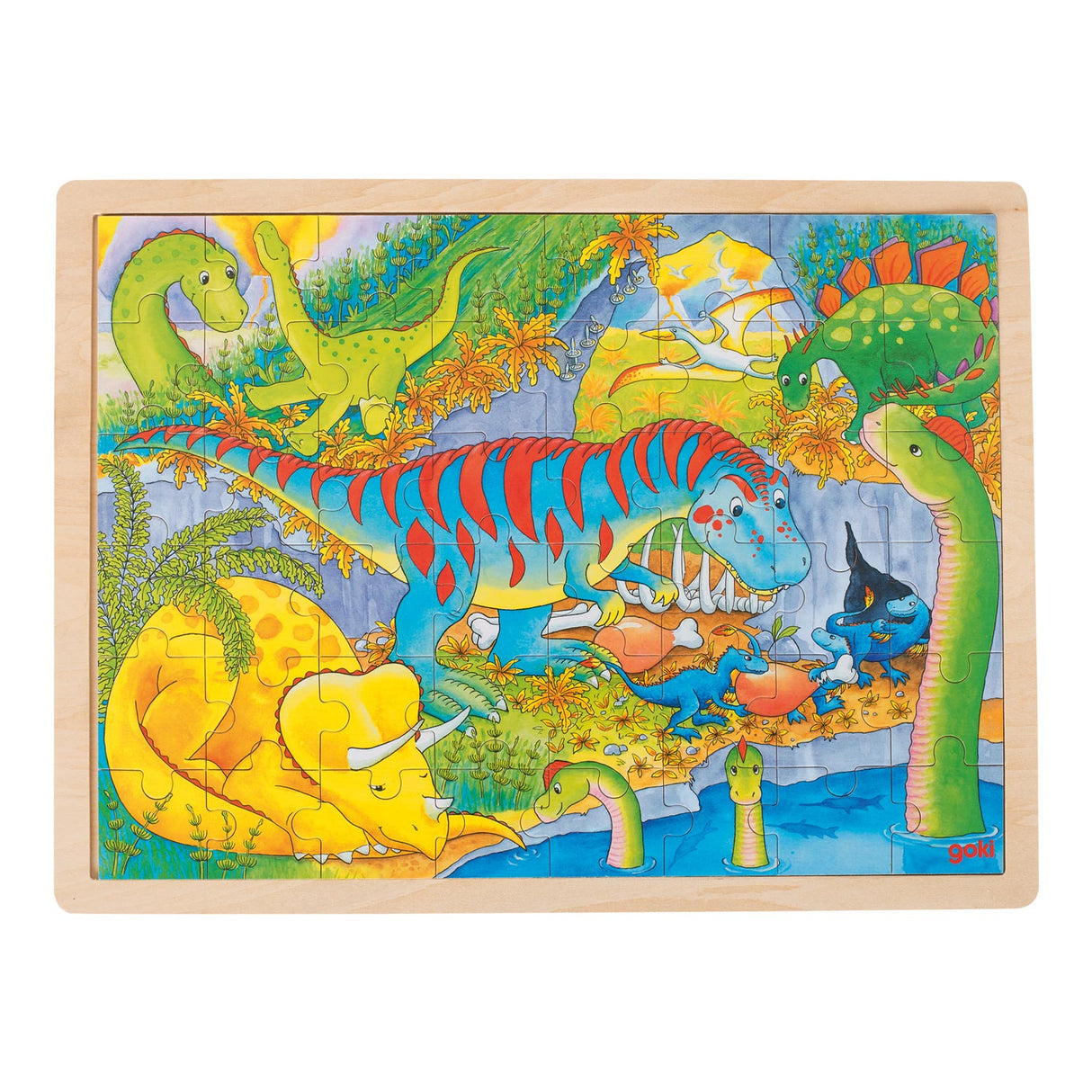 Goki Wooden Jigsaw Puzzle - Dino's, 48.