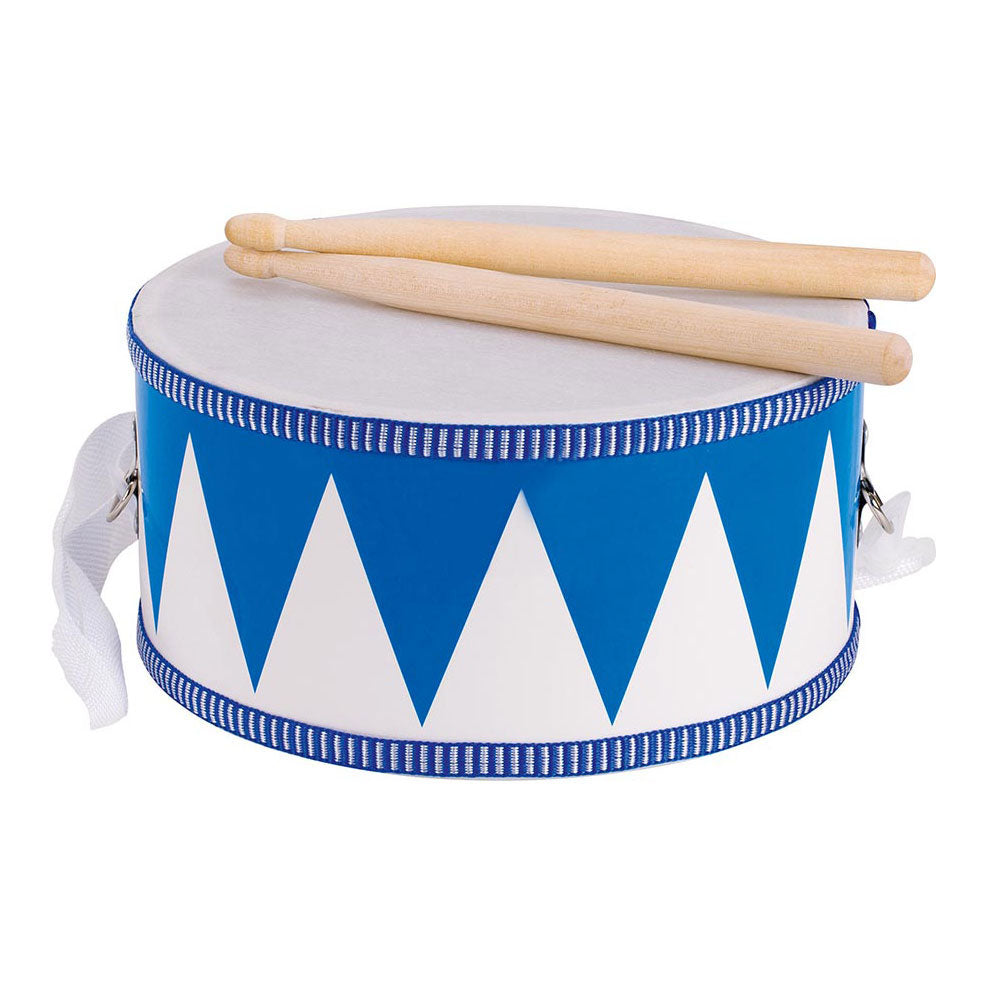 Goki wooden drum with sticks blue and white