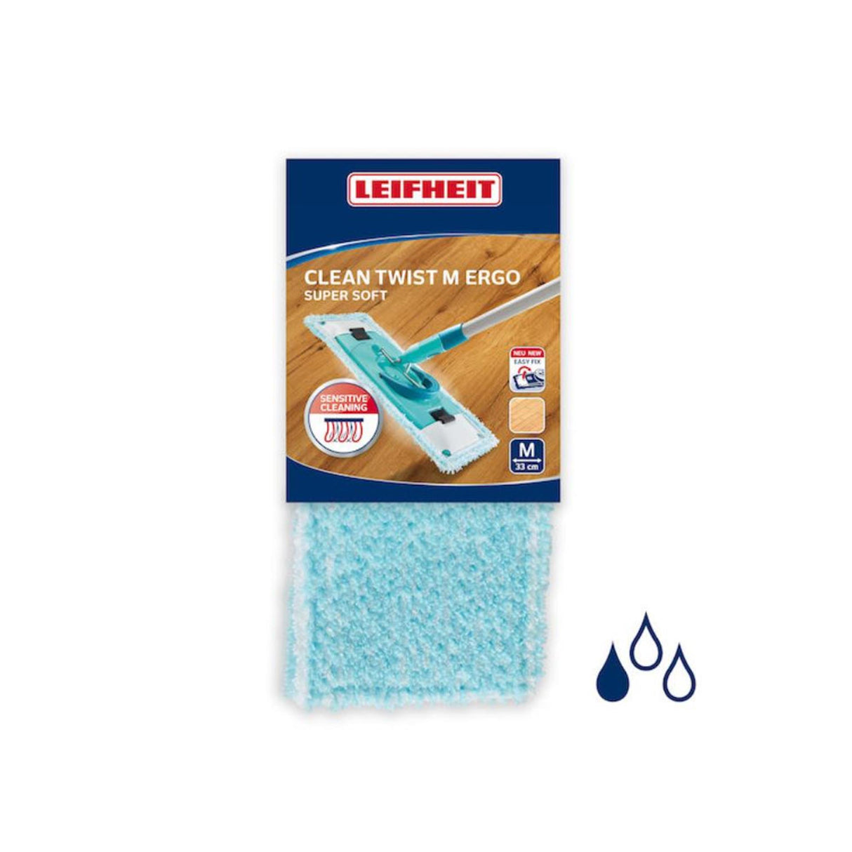 Leifheit chiffon de rechange clean twist velcro essuie-sol m ergo - 33 cm supersoft