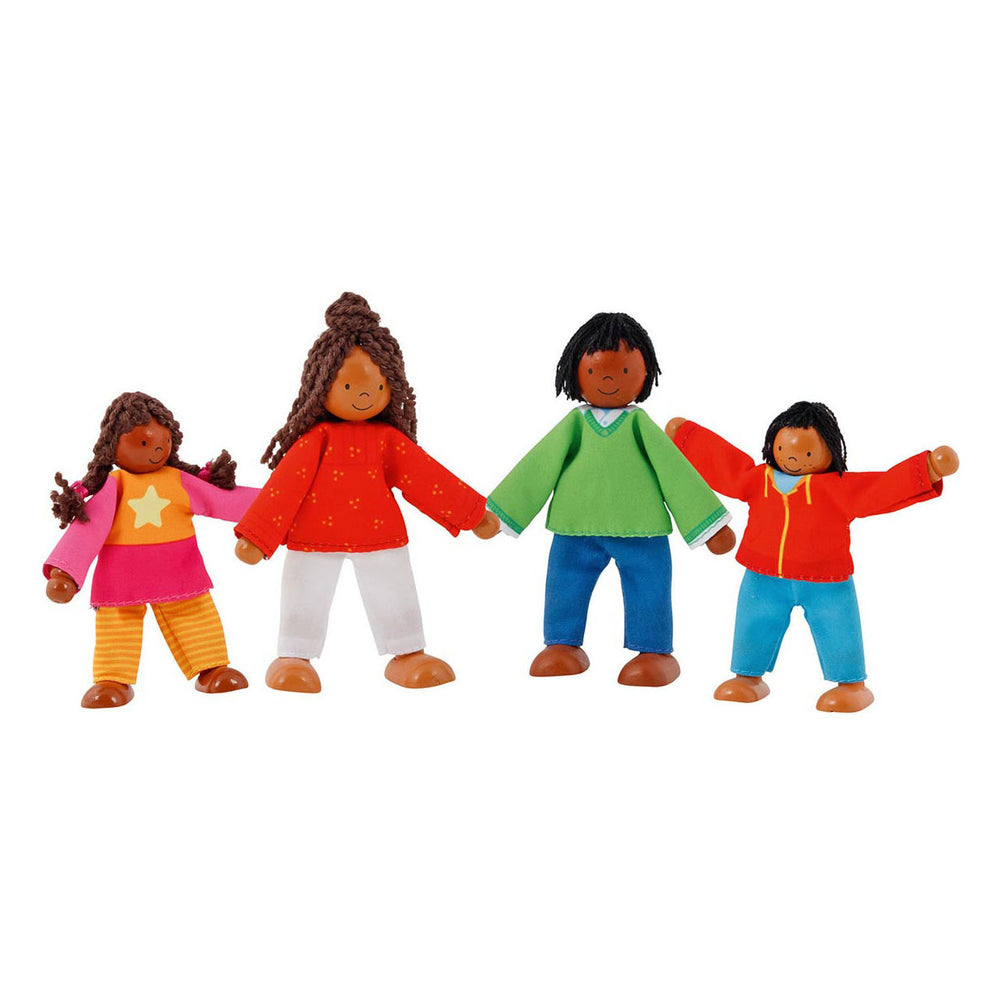 Goki wooden dollhouse dolls flexible modern family, 4 pcs.
