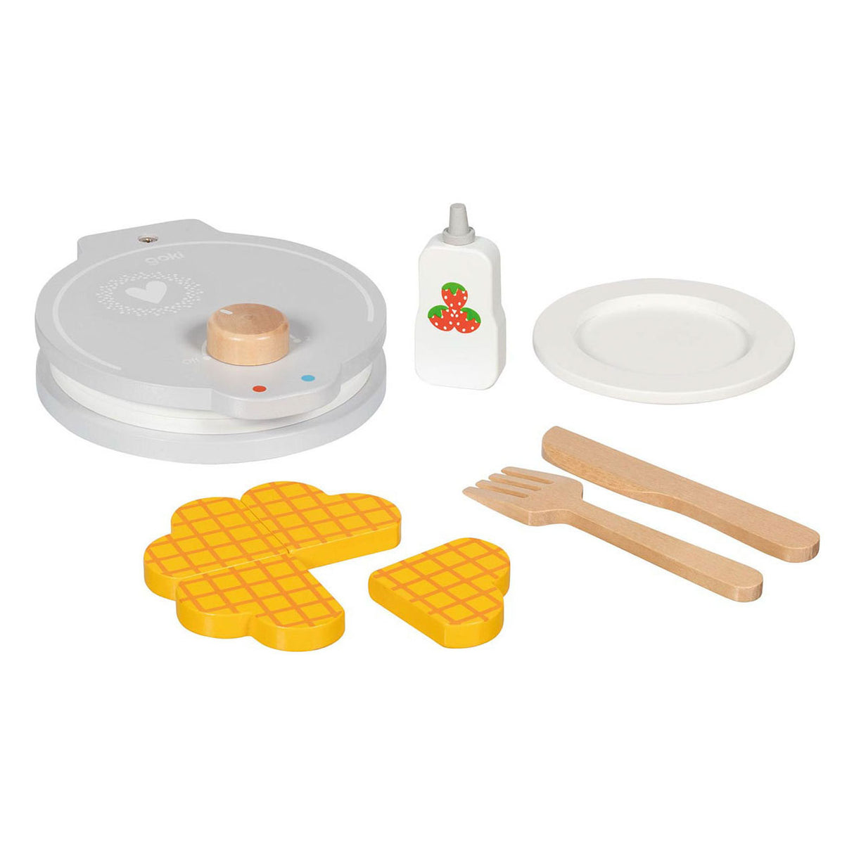 Goki wooden waffle iron with accessories, 9 pcs.