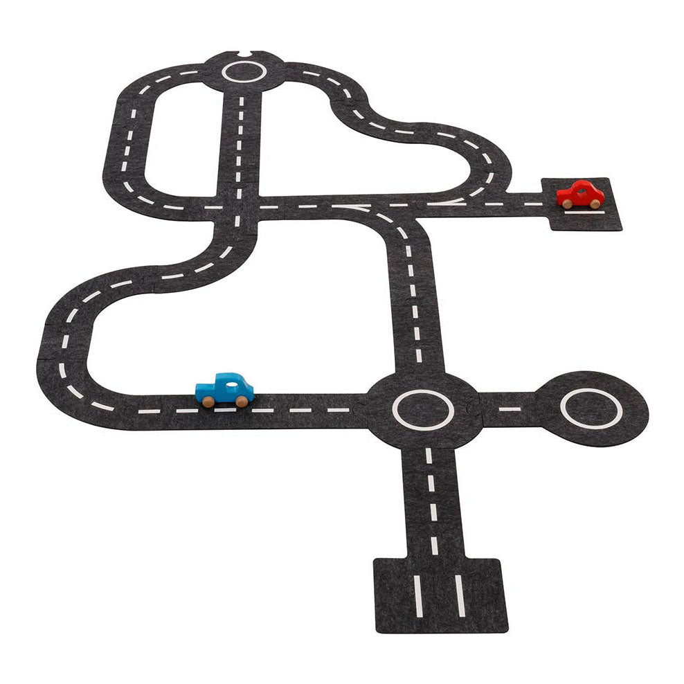 Goki speelkleed verkeerswegen met 2 autos, 30dlg.