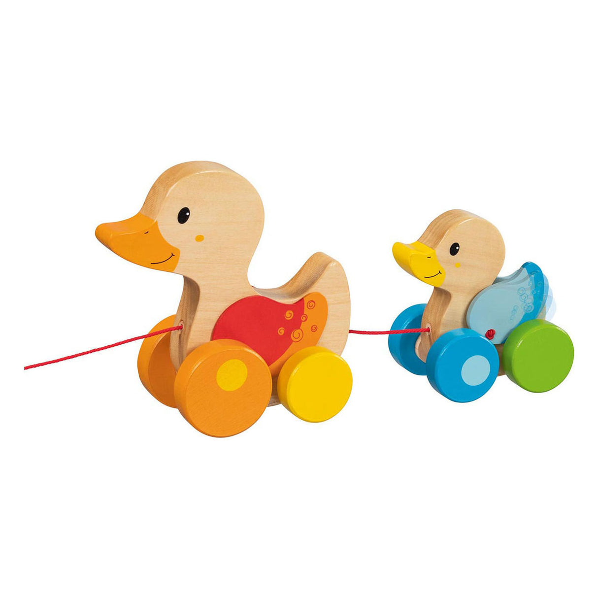 Goki wooden pull-along animal family duck