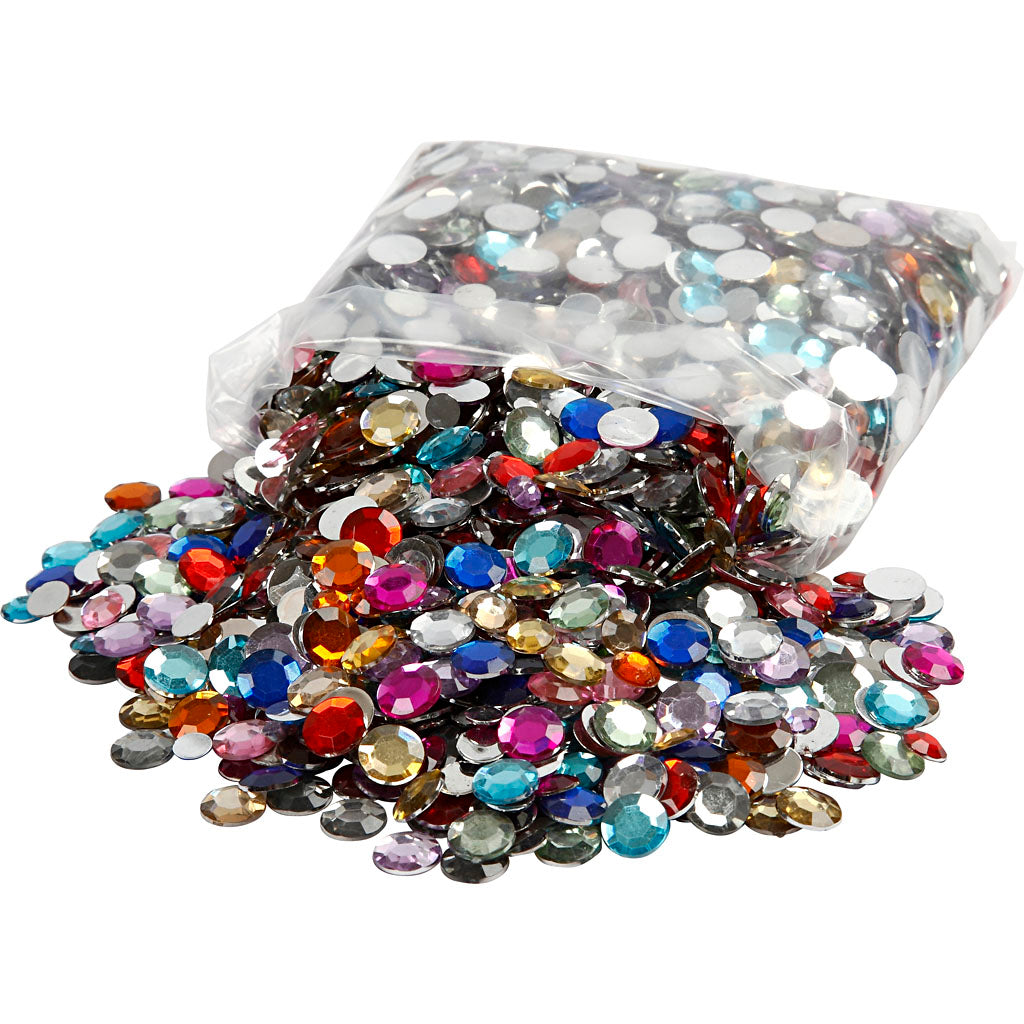 Creativ company rhinestones, round, d 6+9+12 mm, various colors, 3600 pieces 1 box