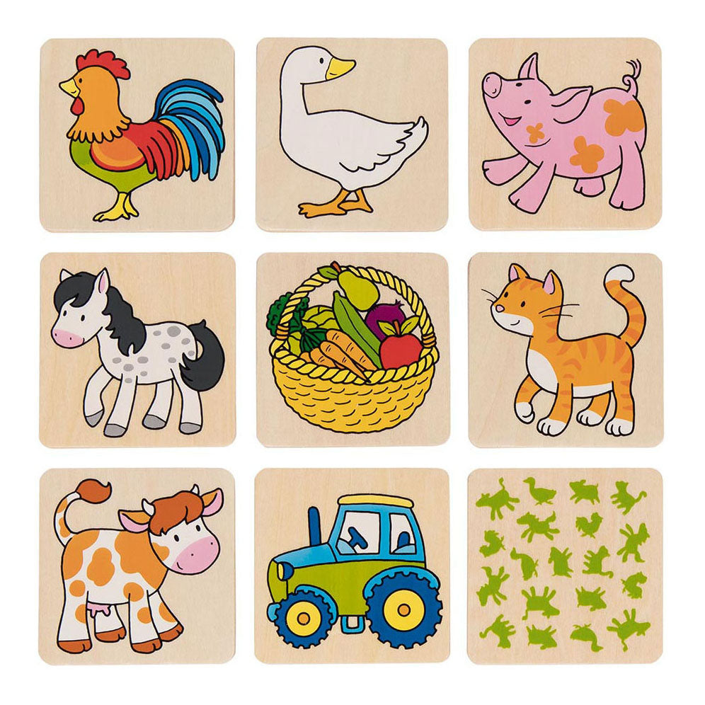 Goki wooden memory game farm animals