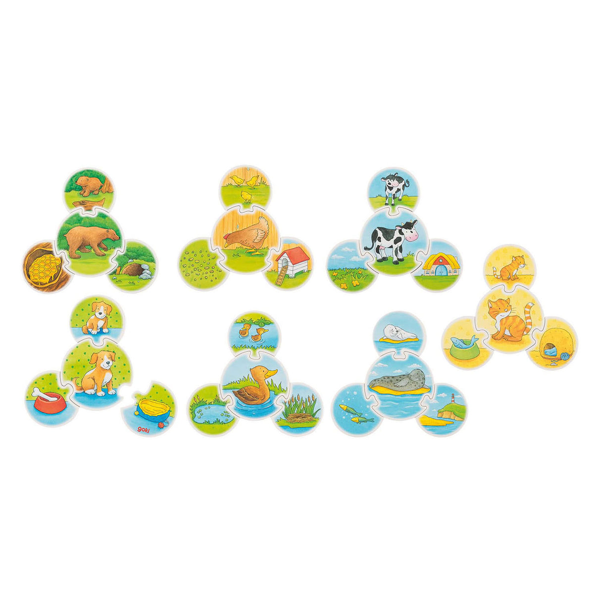 Goki дървен пъзел игра животни, 28 части.