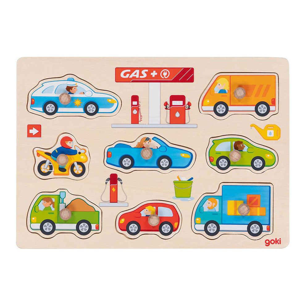 Goki wooden stud puzzle gas station, 8 pcs.