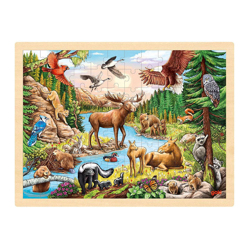 Goki wooden jigsaw puzzle North American wilderness, 96 pcs.
