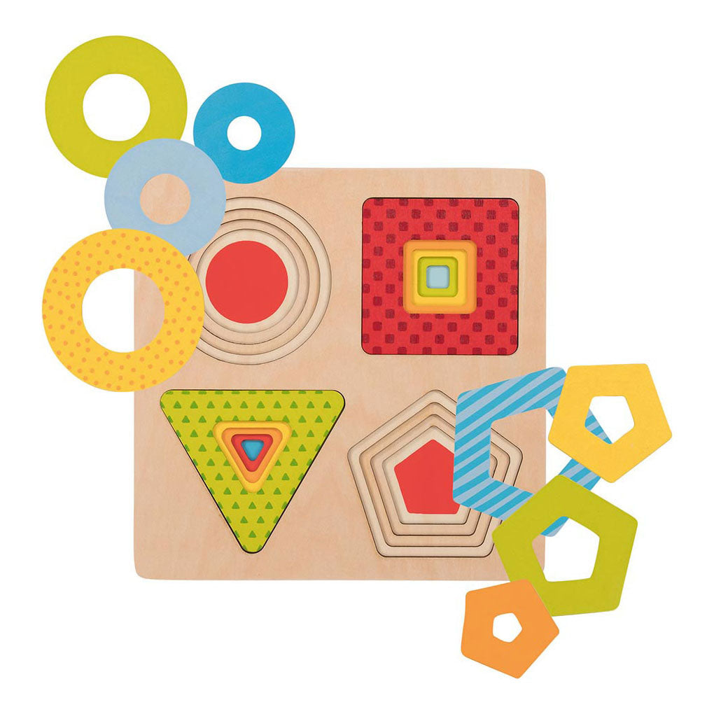 Goki wooden layered puzzle geometric shapes, 16 pcs.