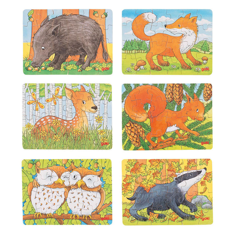 Goki Wooden Mini Puzzle Forest Animal, 24s.