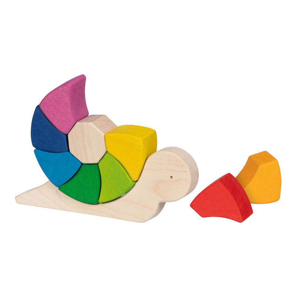 Goki wooden puzzle and building blocks cheerful snail pauline, 10dlg.