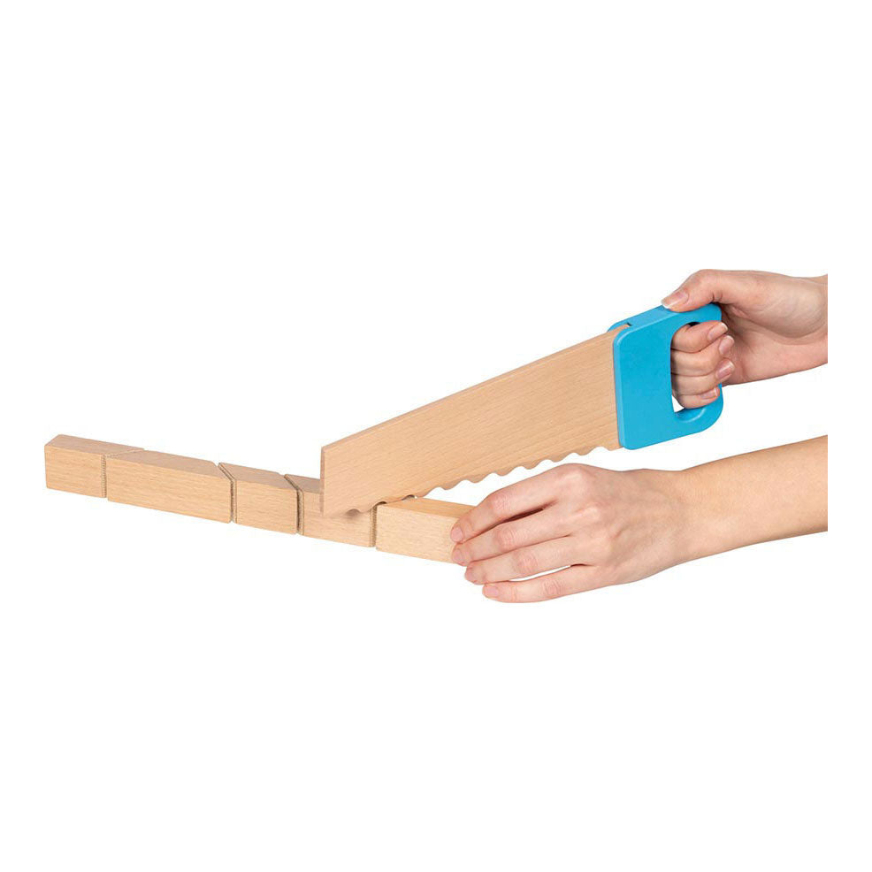 Saw di legno Goki e blocchi da costruzione con connessione in velcro, 11dlg.