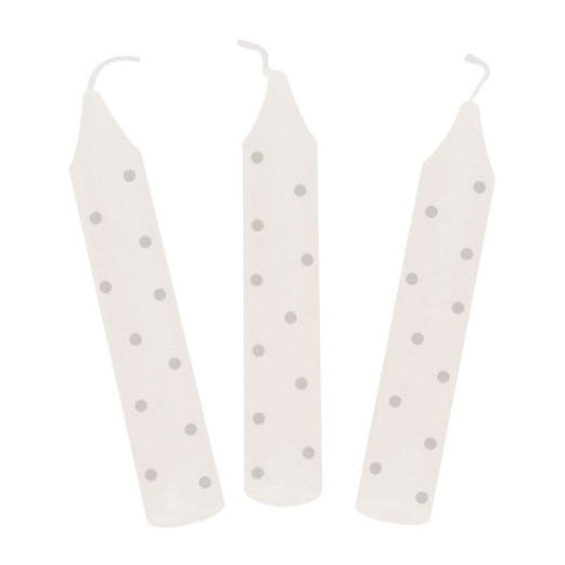 Goki birthday candles with gray dots, 10 pcs.