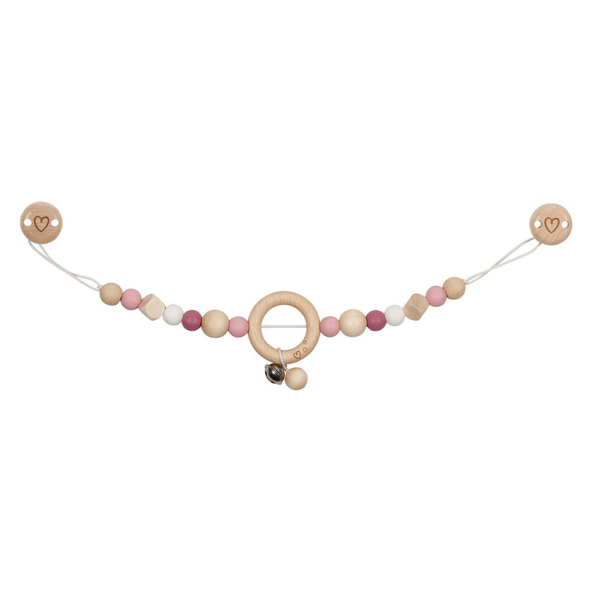 Collar de cochecito de madera Goki Color rosa con clips