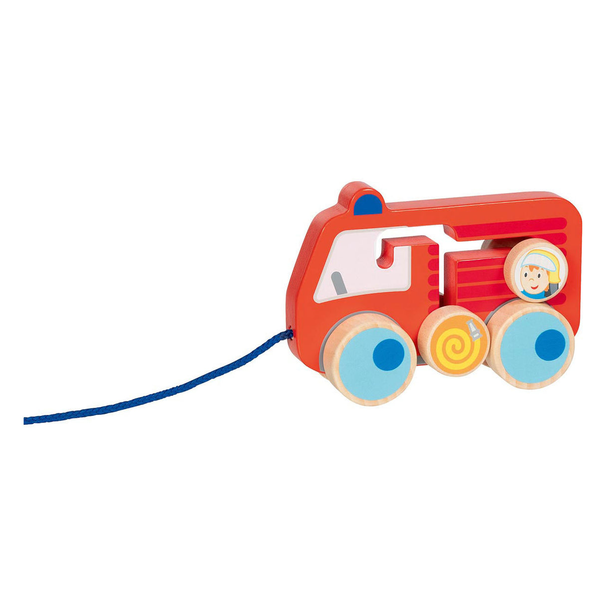 Goki wooden pull-along figure fire brigade 112
