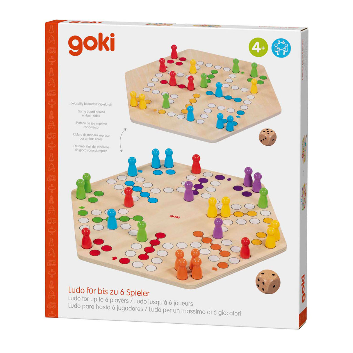 Goki wooden ludo game 6 players