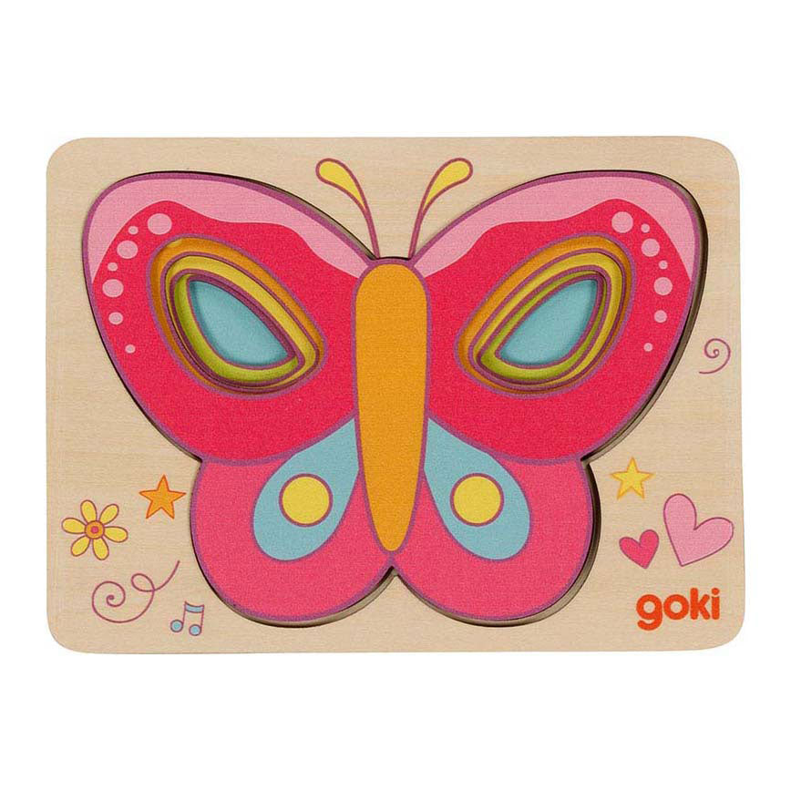 Goki wooden layered puzzle butterfly, 5 pcs.