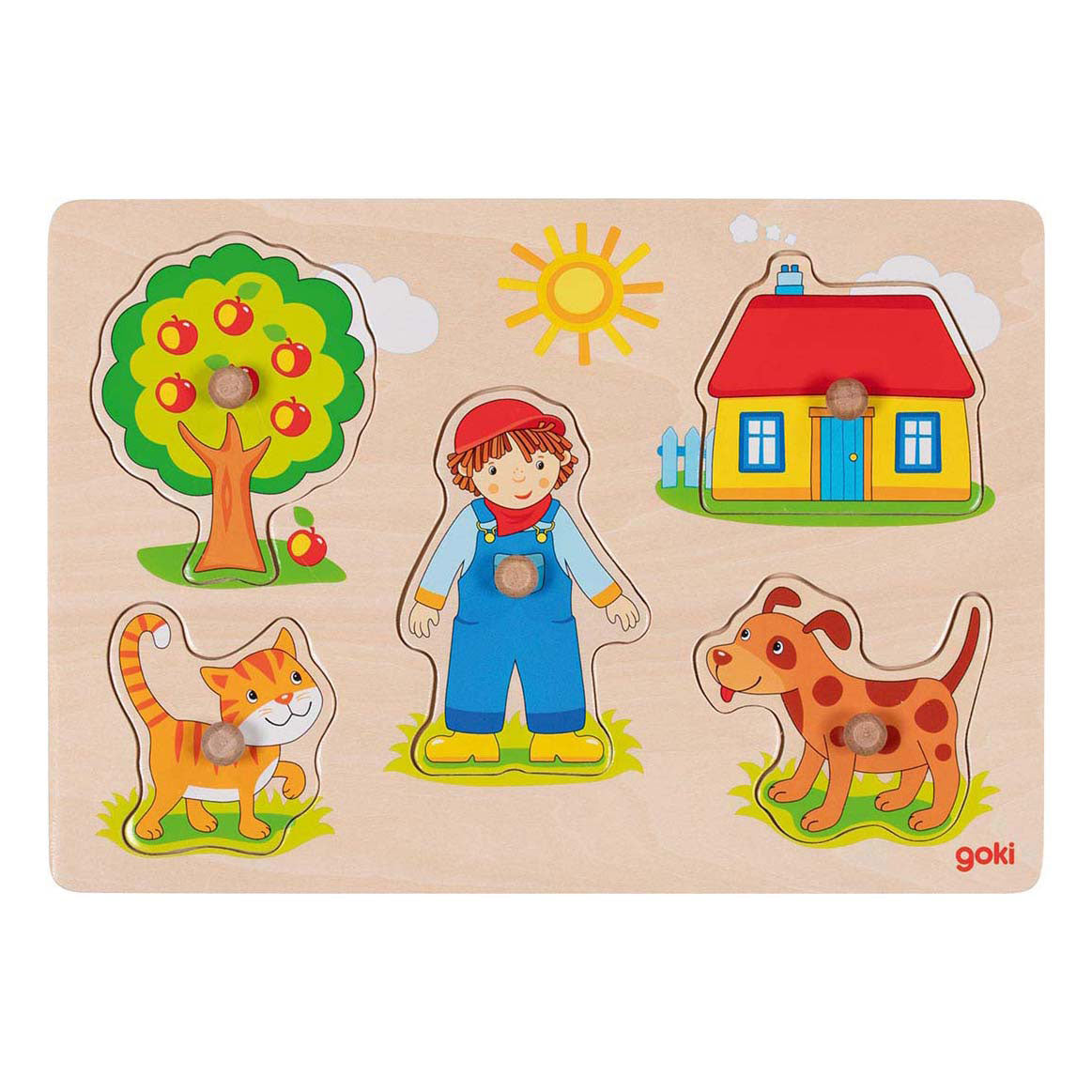 Goki wooden stud puzzle, 5 pcs.