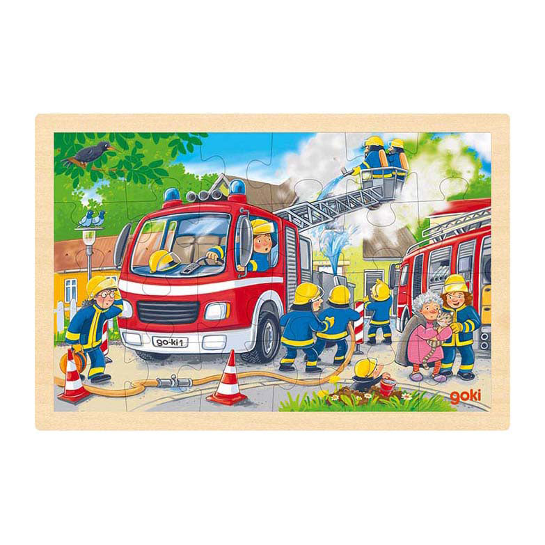 Goki wooden jigsaw puzzle fire brigade, 24 pcs.