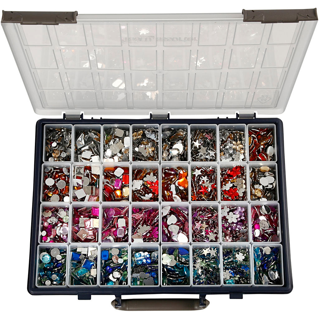 Creativ company rhinestones, d 6-16 mm, various colors, 32x360 pieces 1 box