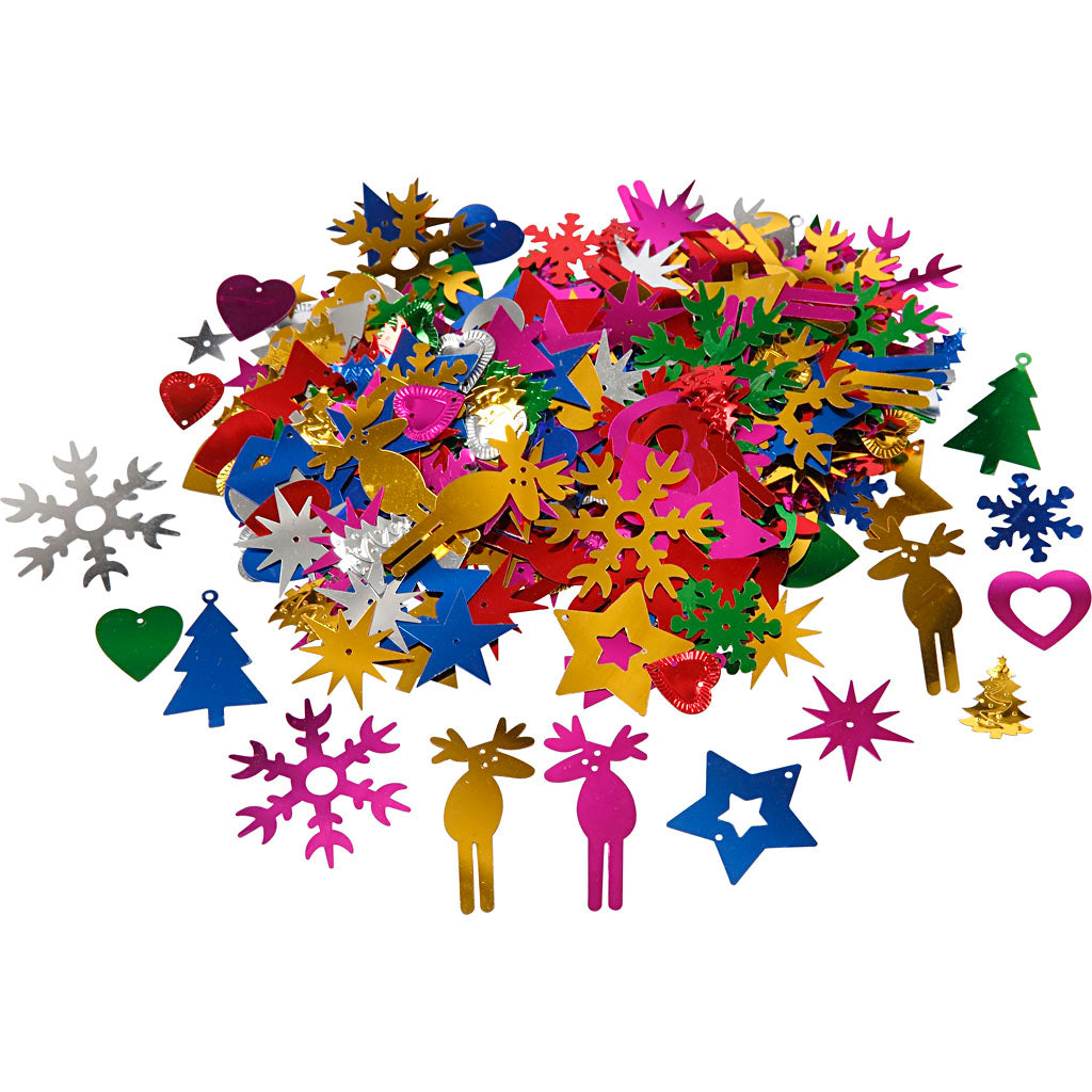 Creativ company sequins, size 8-50 mm, strong colours, 400 g 1 box