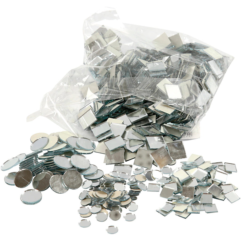 Creativ company mirror mosaic tiles, d 10-18 mm, thickness 2 mm, 1900 pieces 1 box