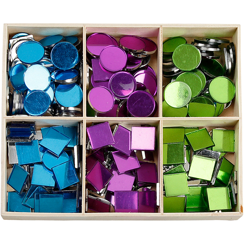 Creativ company mirror mosaic tiles, size 15 mm, thickness 2 mm, 300 pieces in 1 box