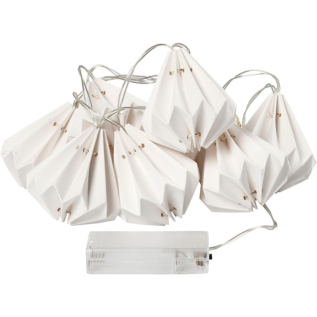 Creativ company LED string light with lampshades, h: 80 mm, l: 100 cm, d 65 mm, white, 1 piece