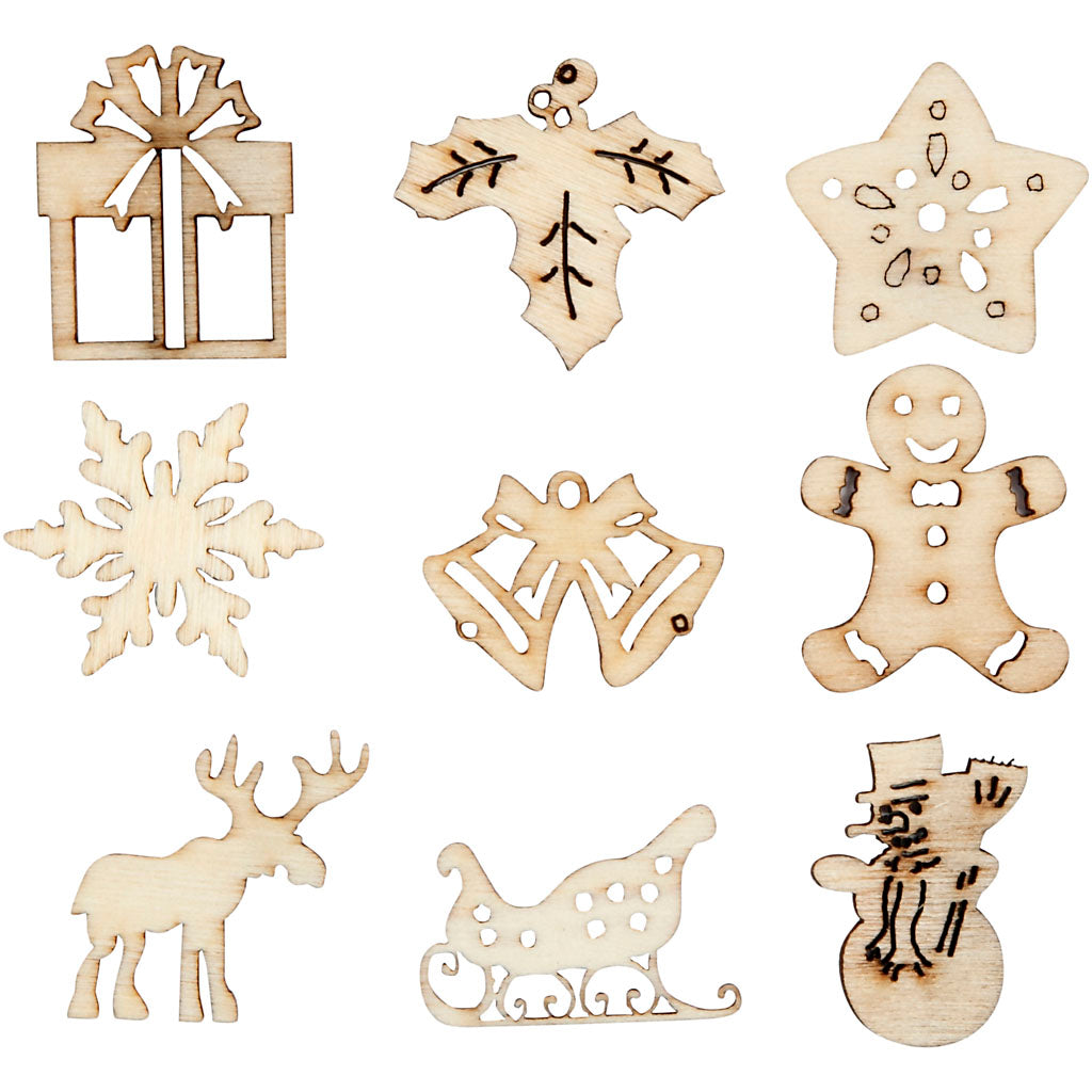 Creativ company wooden decoration, Christmas, size 28 mm, 45 pieces in 1 box