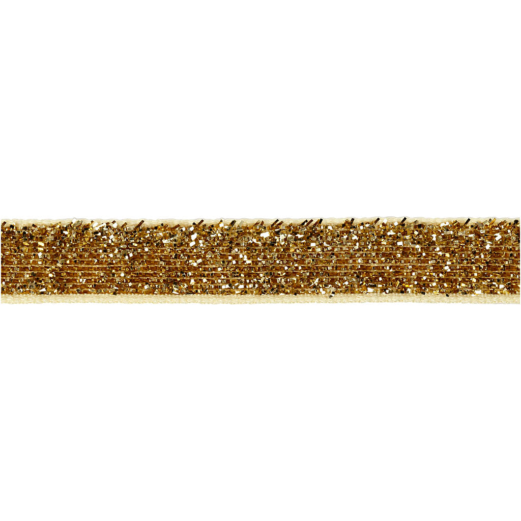 Vivi gade lint, b: 10 mm, goud, 5 m 1 rol