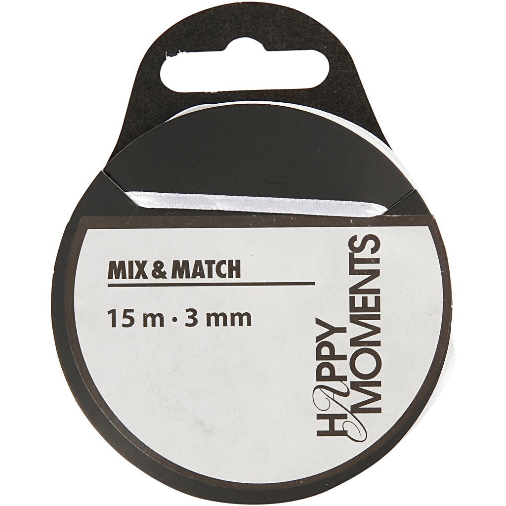 Satin ribbon - White, 15m