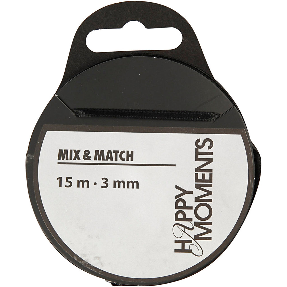 Kreativer Firma Satin Band schwaarz, 15m