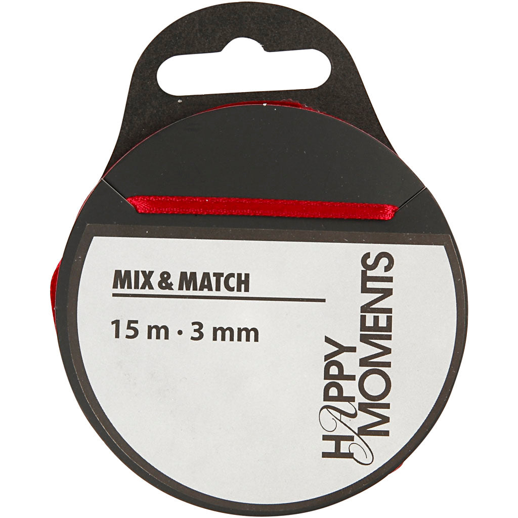 Creativ company satin ribbon, w: 3 mm, wine red, 15 m 1 roll