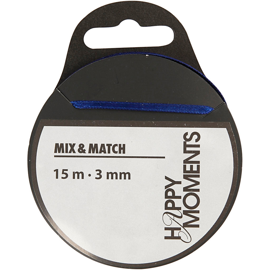 Creativ company satin ribbon, w: 3 mm, dark blue, 15 m 1 roll