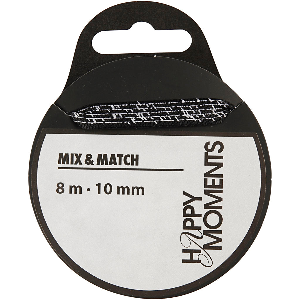 Creativ company satijnlint, b: 10 mm, zwart, 8 m 1 rol