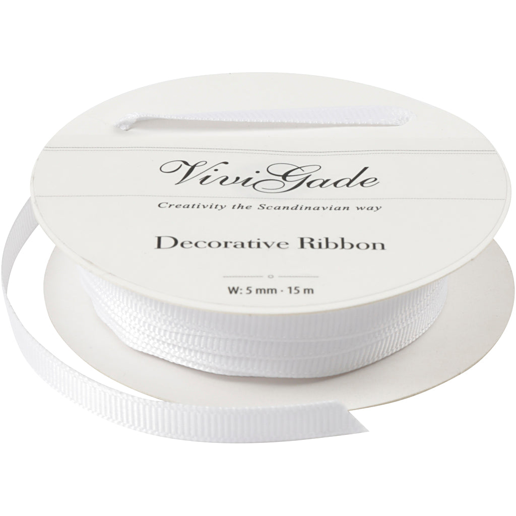 Creativ company decoration ribbon, w: 6 mm, white, 15 m 1 roll