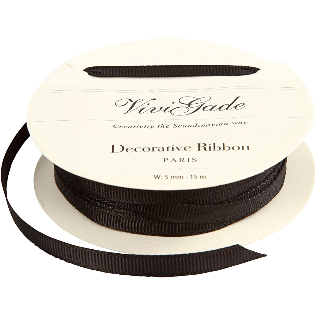 Creativ company decoration ribbon, w: 6 mm, black, 15 m 1 roll