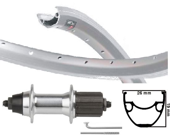 KGS Roue arrière 28 pouces (622) Mach-1 ER-10 Silver 8-9 Speed Fixed essieu.