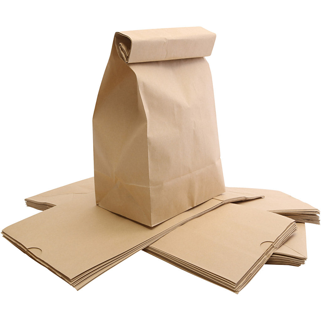 Creativ company paper bags, size 15x25x43 cm, brown, 50 pieces in a box