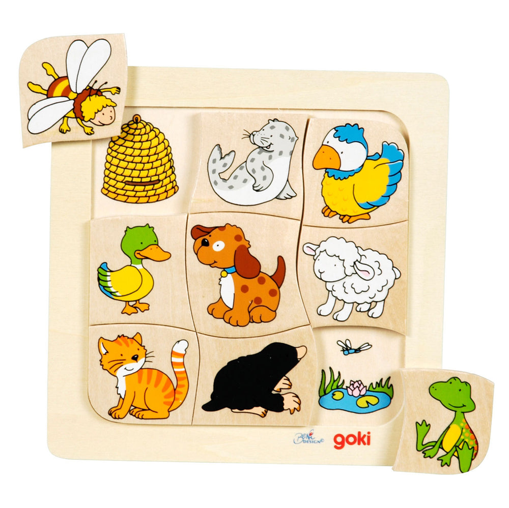 Goki wooden jigsaw puzzle who lives where?