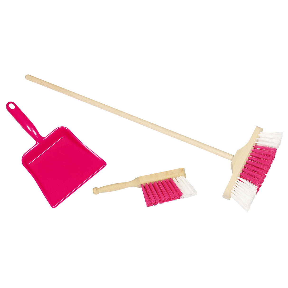 Goki broom, dustpan pink