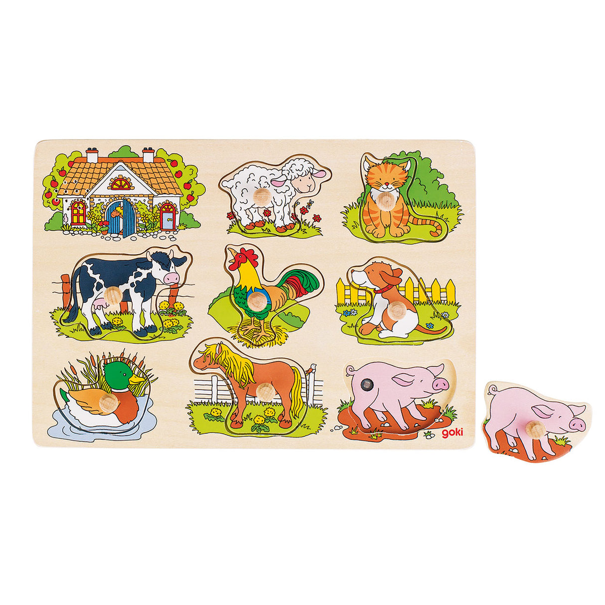 Goki Farm Animal Nodding Puzzle with Sound