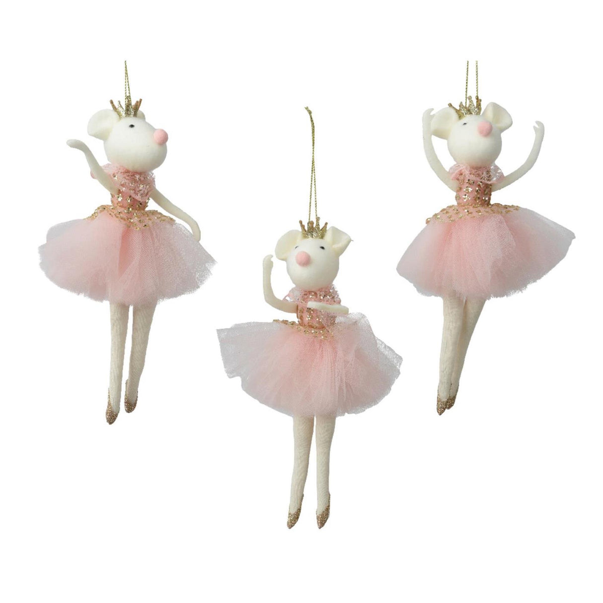 Decoris kersthanger muis polyester 9x4x19,5cm