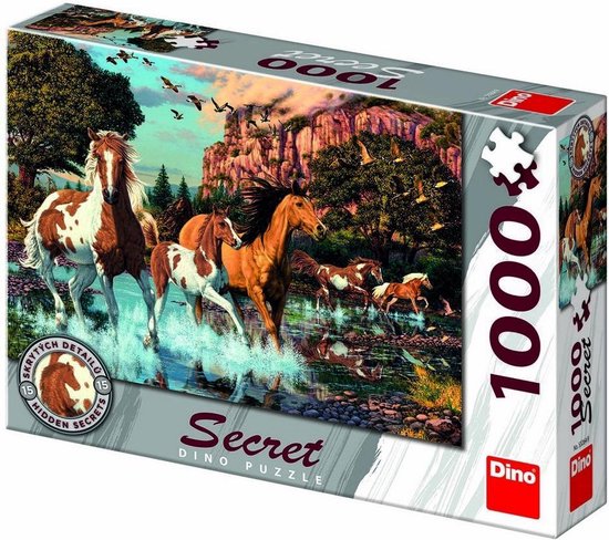 Dinotoys Dino -Puzzle mit geheimen Pferden - 1000 Stücke