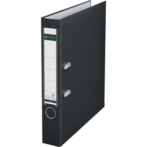 Leitz ordner 1015 plastic breedte 5,2cm zwart insteeketiket grijpgat