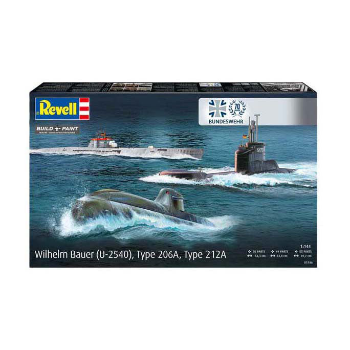 Revell model kit - 70 years Bundeswehr-Wilhelm Bauer, type 206a, class2 1:144 - 154 pcs.