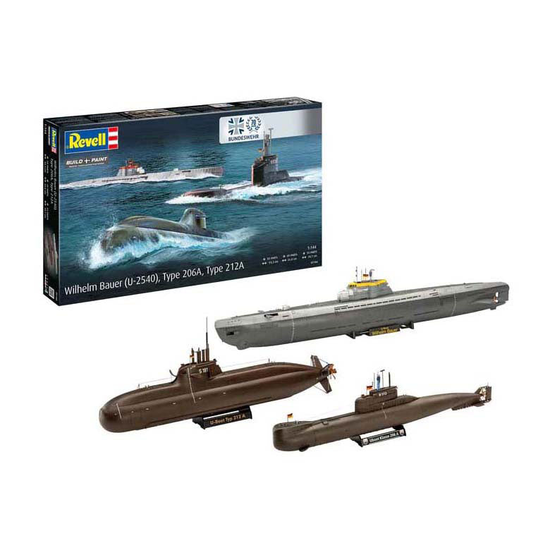 Revell model kit - 70 years Bundeswehr-Wilhelm Bauer, type 206a, class2 1:144 - 154 pcs.