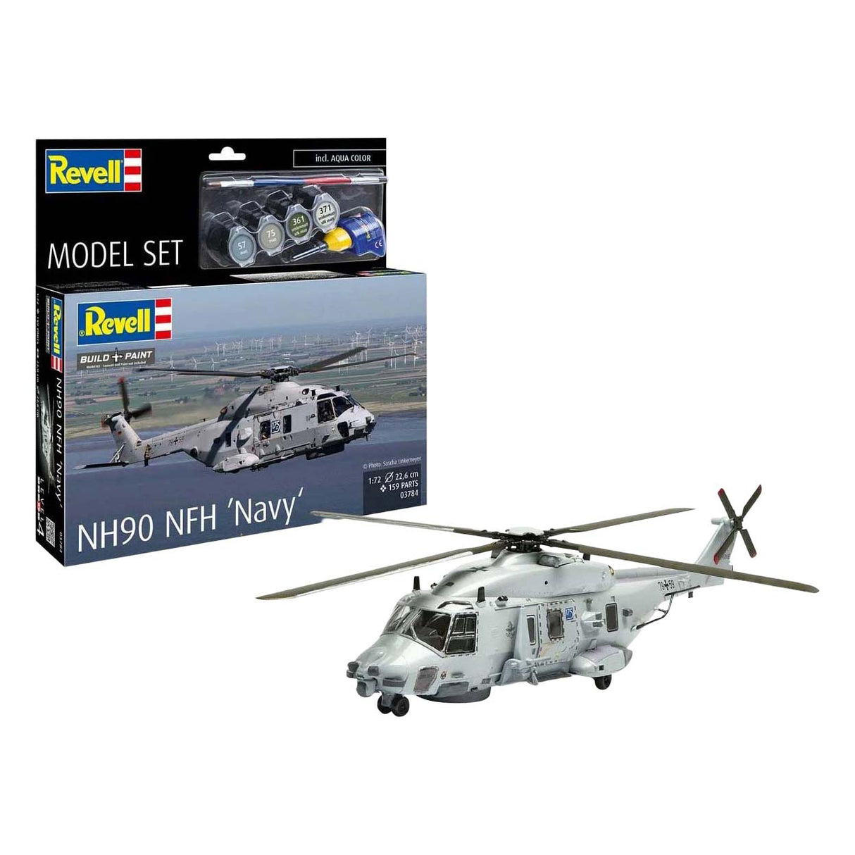 Revell model kit - nh90 nfh navy 1:72 - incl. aqua color basic paint colors