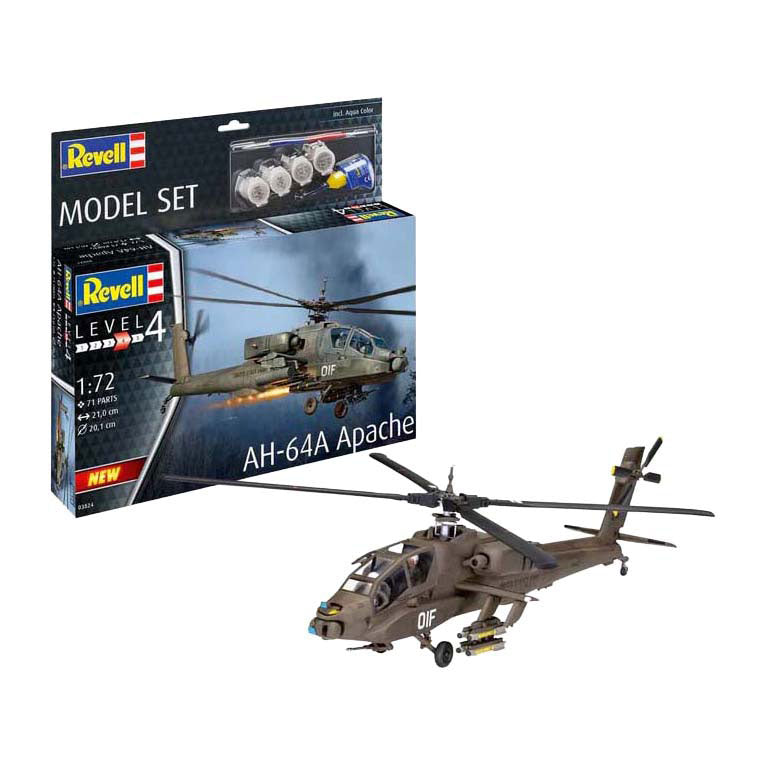 Revell modellkészlet - ah-64a apache 1:72 - 71 db. - beleértve alapfesték színek