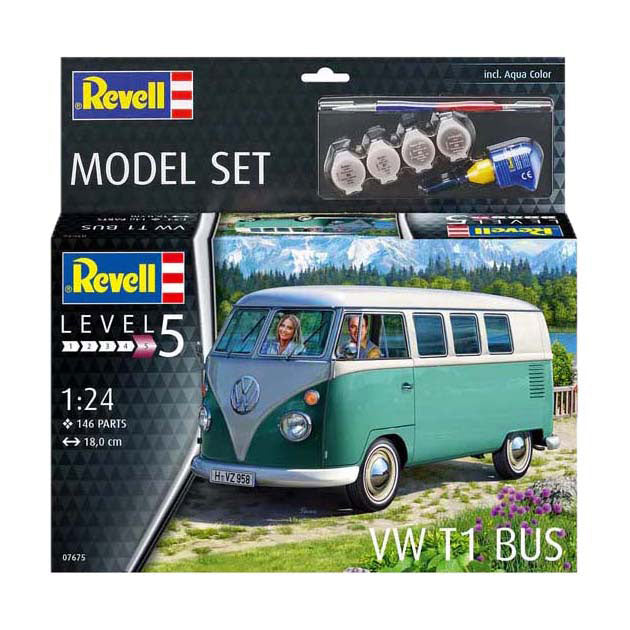 Revell modellkészlet - vw t1 busz 1:24 - 146 db. - beleértve alapfesték színek